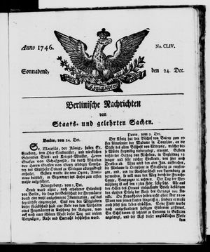 Berlinische Nachrichten von Staats- und gelehrten Sachen vom 24.12.1746