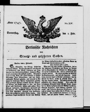 Berlinische Nachrichten von Staats- und gelehrten Sachen vom 02.02.1747