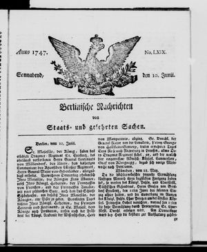 Berlinische Nachrichten von Staats- und gelehrten Sachen vom 10.06.1747
