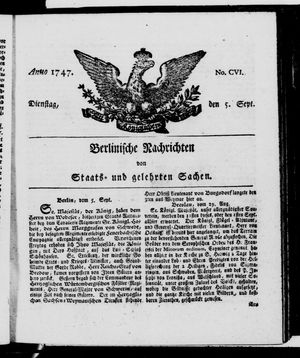 Berlinische Nachrichten von Staats- und gelehrten Sachen vom 05.09.1747