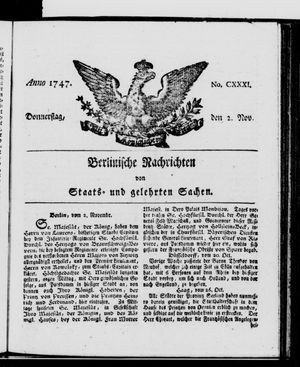 Berlinische Nachrichten von Staats- und gelehrten Sachen vom 02.11.1747