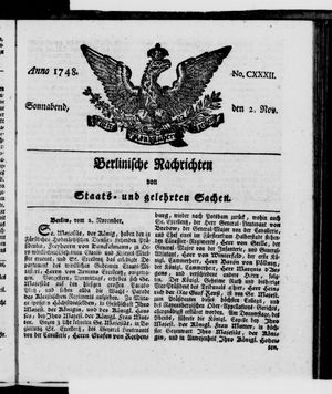 Berlinische Nachrichten von Staats- und gelehrten Sachen vom 02.11.1748