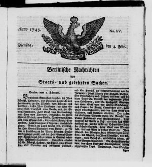 Berlinische Nachrichten von Staats- und gelehrten Sachen vom 04.02.1749