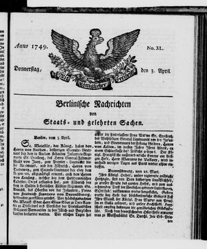 Berlinische Nachrichten von Staats- und gelehrten Sachen vom 03.04.1749