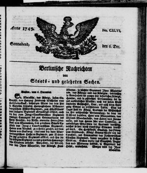 Berlinische Nachrichten von Staats- und gelehrten Sachen vom 06.12.1749