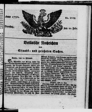 Berlinische Nachrichten von Staats- und gelehrten Sachen vom 10.02.1750