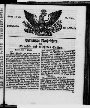 Berlinische Nachrichten von Staats- und gelehrten Sachen vom 07.03.1750