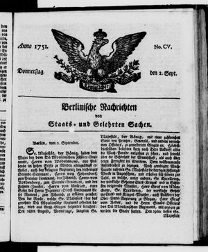 Berlinische Nachrichten von Staats- und gelehrten Sachen vom 02.09.1751