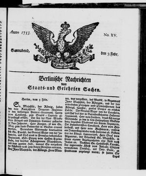 Berlinische Nachrichten von Staats- und gelehrten Sachen vom 03.02.1753