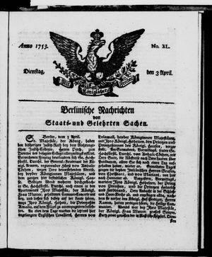 Berlinische Nachrichten von Staats- und gelehrten Sachen vom 03.04.1753