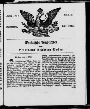 Berlinische Nachrichten von Staats- und gelehrten Sachen vom 12.05.1753