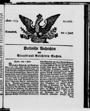 Berlinische Nachrichten von Staats- und gelehrten Sachen vom 02.06.1753