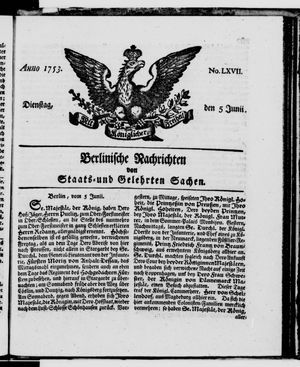 Berlinische Nachrichten von Staats- und gelehrten Sachen vom 05.06.1753