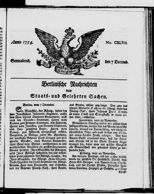 Berlinische Nachrichten von Staats- und gelehrten Sachen vom 07.12.1754