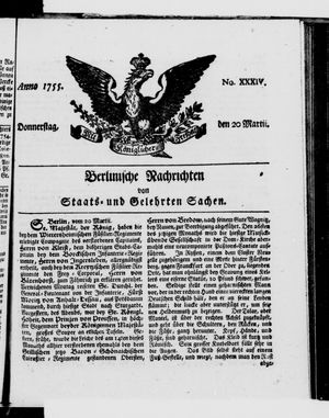 Berlinische Nachrichten von Staats- und gelehrten Sachen vom 20.03.1755