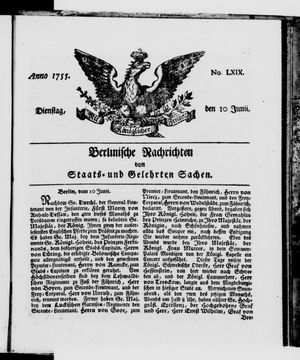 Berlinische Nachrichten von Staats- und gelehrten Sachen vom 10.06.1755
