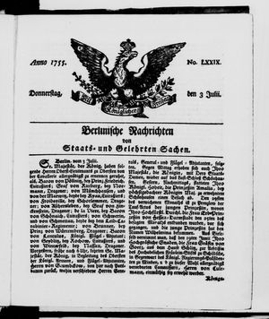 Berlinische Nachrichten von Staats- und gelehrten Sachen vom 03.07.1755