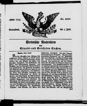 Berlinische Nachrichten von Staats- und gelehrten Sachen vom 05.07.1755