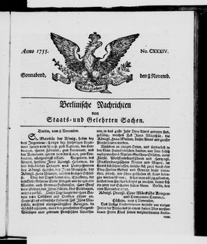 Berlinische Nachrichten von Staats- und gelehrten Sachen vom 08.11.1755