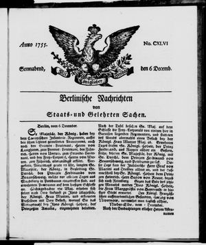 Berlinische Nachrichten von Staats- und gelehrten Sachen vom 06.12.1755