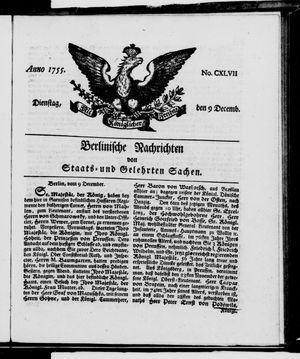 Berlinische Nachrichten von Staats- und gelehrten Sachen vom 09.12.1755