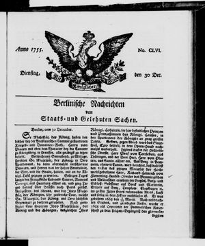 Berlinische Nachrichten von Staats- und gelehrten Sachen vom 30.12.1755
