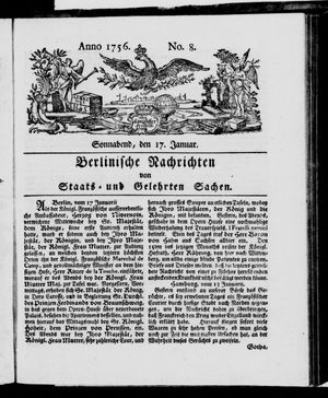 Berlinische Nachrichten von Staats- und gelehrten Sachen vom 17.01.1756