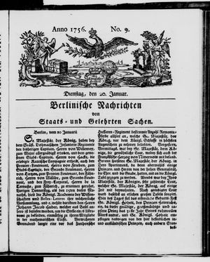 Berlinische Nachrichten von Staats- und gelehrten Sachen vom 20.01.1756