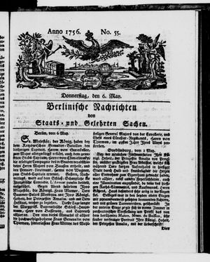 Berlinische Nachrichten von Staats- und gelehrten Sachen vom 06.05.1756