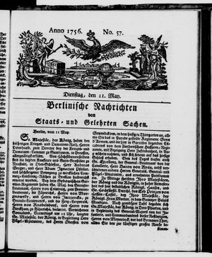 Berlinische Nachrichten von Staats- und gelehrten Sachen vom 11.05.1756