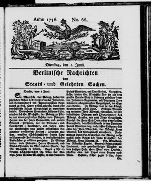 Berlinische Nachrichten von Staats- und gelehrten Sachen vom 01.06.1756