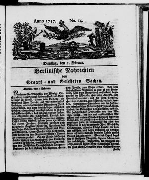 Berlinische Nachrichten von Staats- und gelehrten Sachen vom 01.02.1757
