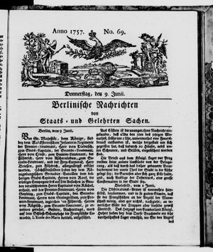 Berlinische Nachrichten von Staats- und gelehrten Sachen vom 09.06.1757