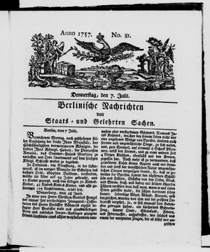 Berlinische Nachrichten von Staats- und gelehrten Sachen vom 07.07.1757