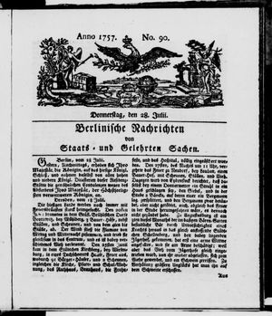 Berlinische Nachrichten von Staats- und gelehrten Sachen vom 28.07.1757