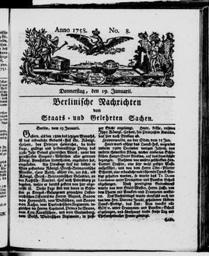 Berlinische Nachrichten von Staats- und gelehrten Sachen vom 19.01.1758