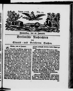 Berlinische Nachrichten von Staats- und gelehrten Sachen vom 26.01.1758