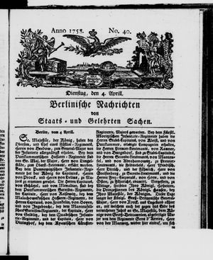 Berlinische Nachrichten von Staats- und gelehrten Sachen vom 04.04.1758