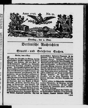 Berlinische Nachrichten von Staats- und gelehrten Sachen vom 02.05.1758