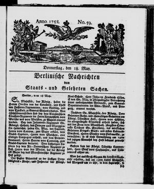 Berlinische Nachrichten von Staats- und gelehrten Sachen vom 18.05.1758