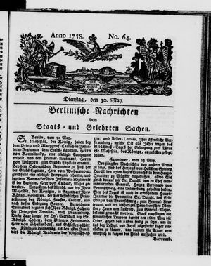 Berlinische Nachrichten von Staats- und gelehrten Sachen vom 30.05.1758