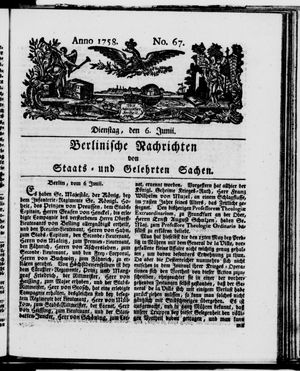 Berlinische Nachrichten von Staats- und gelehrten Sachen vom 06.06.1758