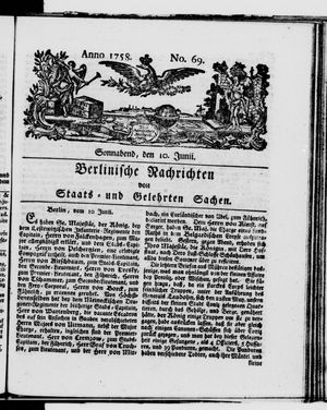 Berlinische Nachrichten von Staats- und gelehrten Sachen vom 10.06.1758