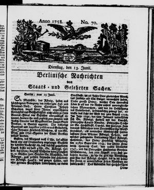 Berlinische Nachrichten von Staats- und gelehrten Sachen vom 13.06.1758