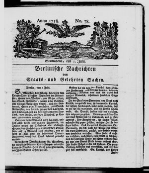 Berlinische Nachrichten von Staats- und gelehrten Sachen vom 01.07.1758