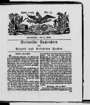 Berlinische Nachrichten von Staats- und gelehrten Sachen vom 08.07.1758