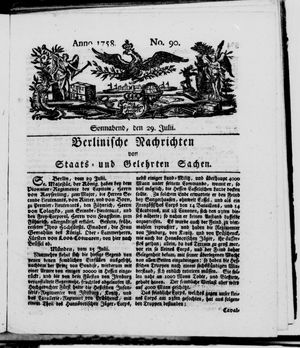 Berlinische Nachrichten von Staats- und gelehrten Sachen vom 29.07.1758