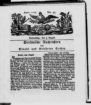 Berlinische Nachrichten von Staats- und gelehrten Sachen vom 03.08.1758