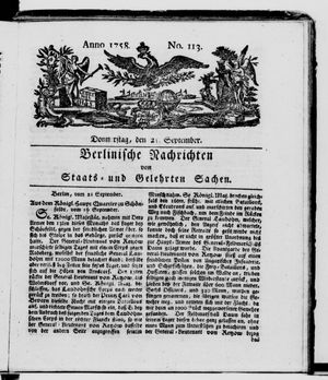 Berlinische Nachrichten von Staats- und gelehrten Sachen vom 21.09.1758
