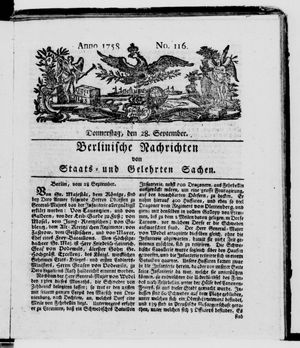 Berlinische Nachrichten von Staats- und gelehrten Sachen vom 28.09.1758